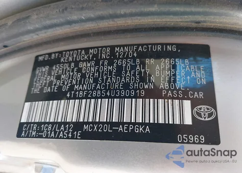 2004 Toyota Avalon Xls from USA, damaged, VIN 4T1BF28B54U390919